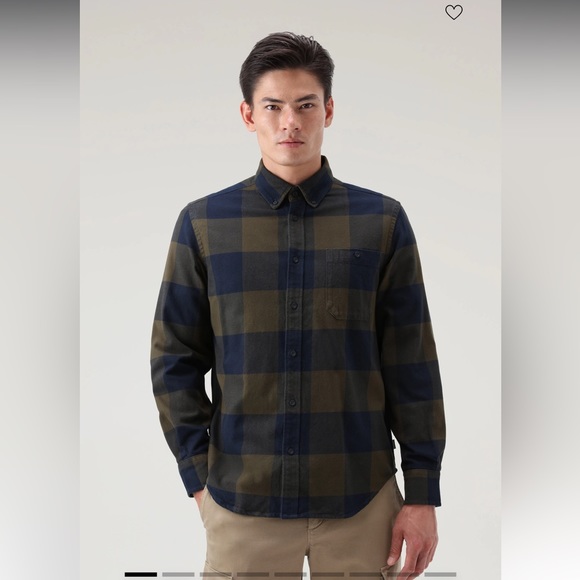 Woolrich 🔥 Trout Run Flannel Check Button Down Shirt Sz M Dark Green Buffalo - Picture 1 of 12
